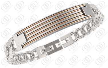 Bracelets faits sur commande médicaux d'acier inoxydable d'identification avec des accents d'or de Rose