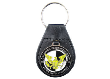 Cuir promotionnel Keychain, Keychains en cuir personnalisé d'Eagle de cadeau avec le nickelage