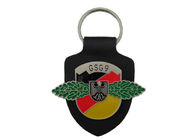 Keychains en cuir personnalisé par GSG9, Keychains promotionnel avec le logo avec l'emblème mol d'émail
