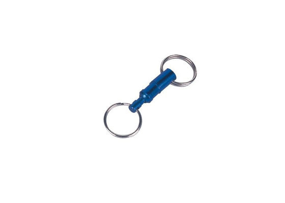 Support distant Keychains promotionnel 30595 de porte-clés de traction en aluminium bleue double