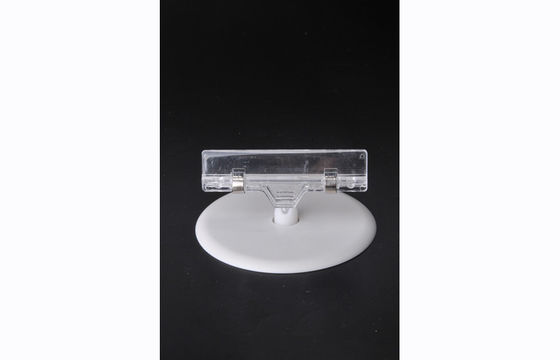 Agrafe en plastique transparente de support de prix à payer de picoseconde, agrafe de POP avec la base ronde 15*9cm