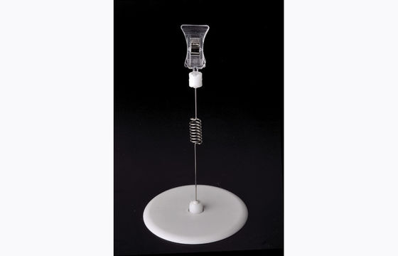 Agrafe en plastique transparente de support de prix à payer de picoseconde, agrafe de POP avec la base ronde 15*9cm