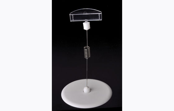 Agrafe en plastique transparente de support de prix à payer de picoseconde, agrafe de POP avec la base ronde 15*9cm