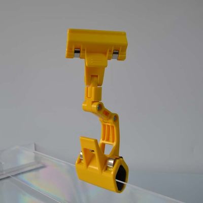 Agrafe en plastique de support de prix à payer de la publicité de supermarché jaune, doubles côtés d'ABS