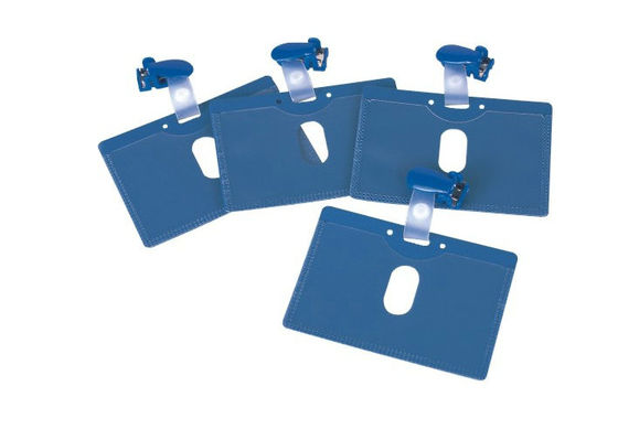 Agrafe en plastique de dessus de secousse d'ABS bleu rencontrant le porte-cartes de PVC, agrafe 30277 de support de badge nominatif