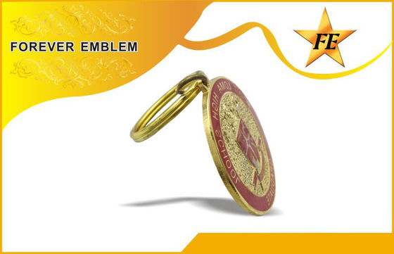 Métal mou d'émail/Cloisonne Keychains promotionnel avec l'anneau et les chaînes de fente