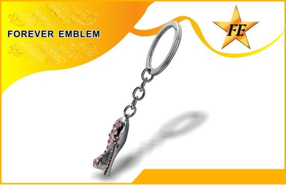 Argent promotionnel de Keychains en métal de chaussure à talons hauts avec de la fausse pierre