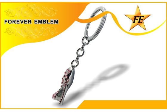 Argent promotionnel de Keychains en métal de chaussure à talons hauts avec de la fausse pierre