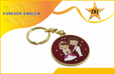 Métal mou d'émail de placage à l'or Keychains promotionnel pour la noce