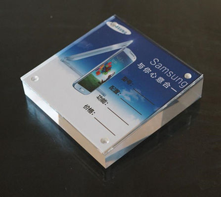 Support acrylique de support de signe de plexiglass de table carré dans la conception standard