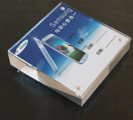 Support acrylique de support de signe de plexiglass de table carré dans la conception standard