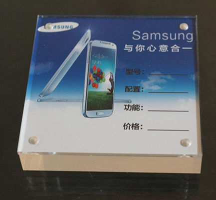 Support acrylique de support de signe de plexiglass de table carré dans la conception standard