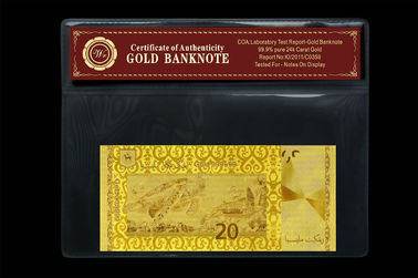 Ringgit de la Malaisie 20 de relief dans 24 paquets en plastique de support de billet de banque pur d'or de carat