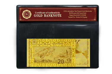 Ringgit de la Malaisie 20 de relief dans 24 paquets en plastique de support de billet de banque pur d'or de carat