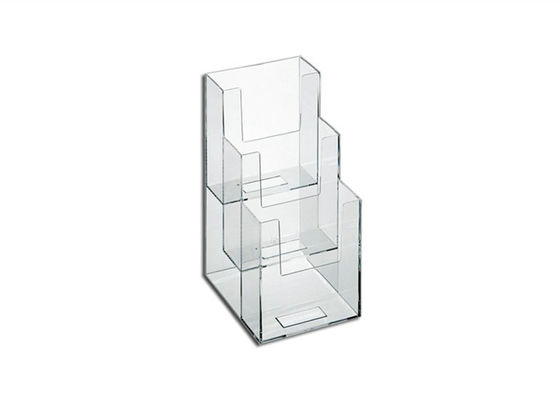 3 supports d'affichage clairs de brochure de rangée, porte-magazines de bâti de mur