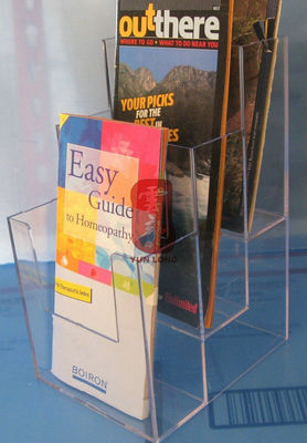 3 supports d'affichage clairs de brochure de rangée, porte-magazines de bâti de mur
