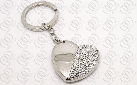 Forme Keychain de coeur d'acier inoxydable de bijoux avec les cristaux clairs de Swarovski