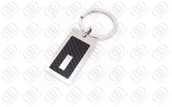 accent de Keychain Engraeable de fibre de carbone de noir de l'acier inoxydable 316L