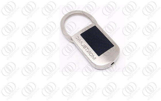 Acier inoxydable Keychain de fibre noire de carbone dans la finition de brosse, support principal escamotable