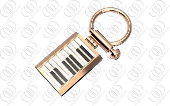 Laque blanche de noir de support de Keychain de piano d'or de Rose pour le musicien