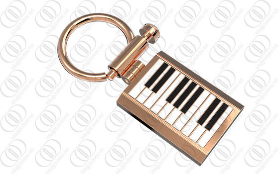 Laque blanche de noir de support de Keychain de piano d'or de Rose pour le musicien