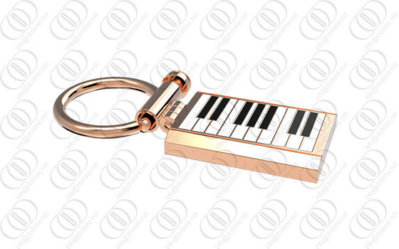 Laque blanche de noir de support de Keychain de piano d'or de Rose pour le musicien
