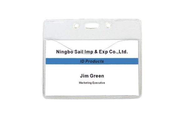 Supports de badge nominatif de conférence de portefeuille de PVC avec 1 trou de fente sur la tête pour l'agrafe de bride (95 x 78mm) 30302