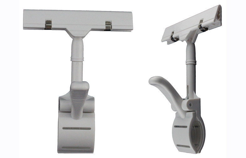 Les supports au détail en plastique de signe, le pouce promotionnel blanc coupe 3 5/8" *6 3/4"