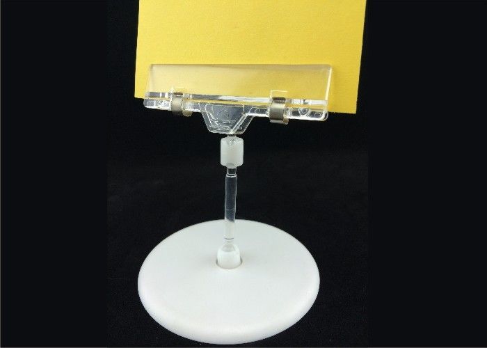 Agrafe en plastique transparente de support de prix à payer de picoseconde, agrafe de POP avec la base ronde 15*9cm